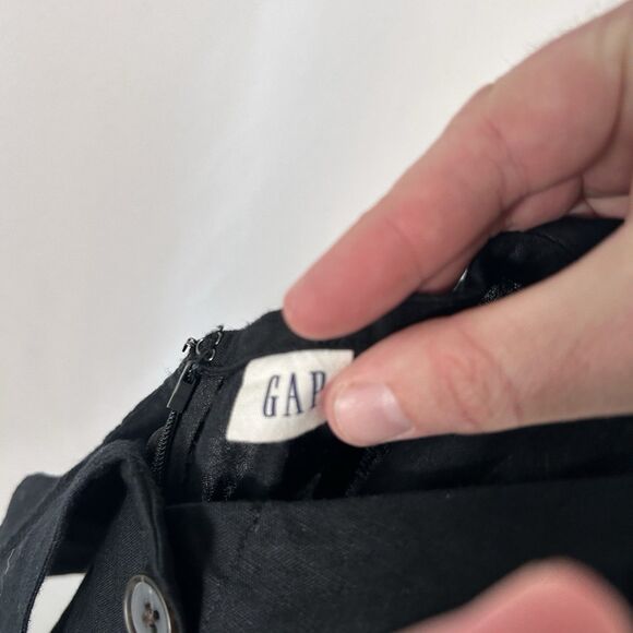 Gap Linen Blend Jump Suit Women's 8 Black Zip Back Sleeveless No Belt Wide Leg - Picture 10 of 12